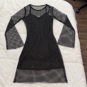 Elegant Black Mesh Mini Dress